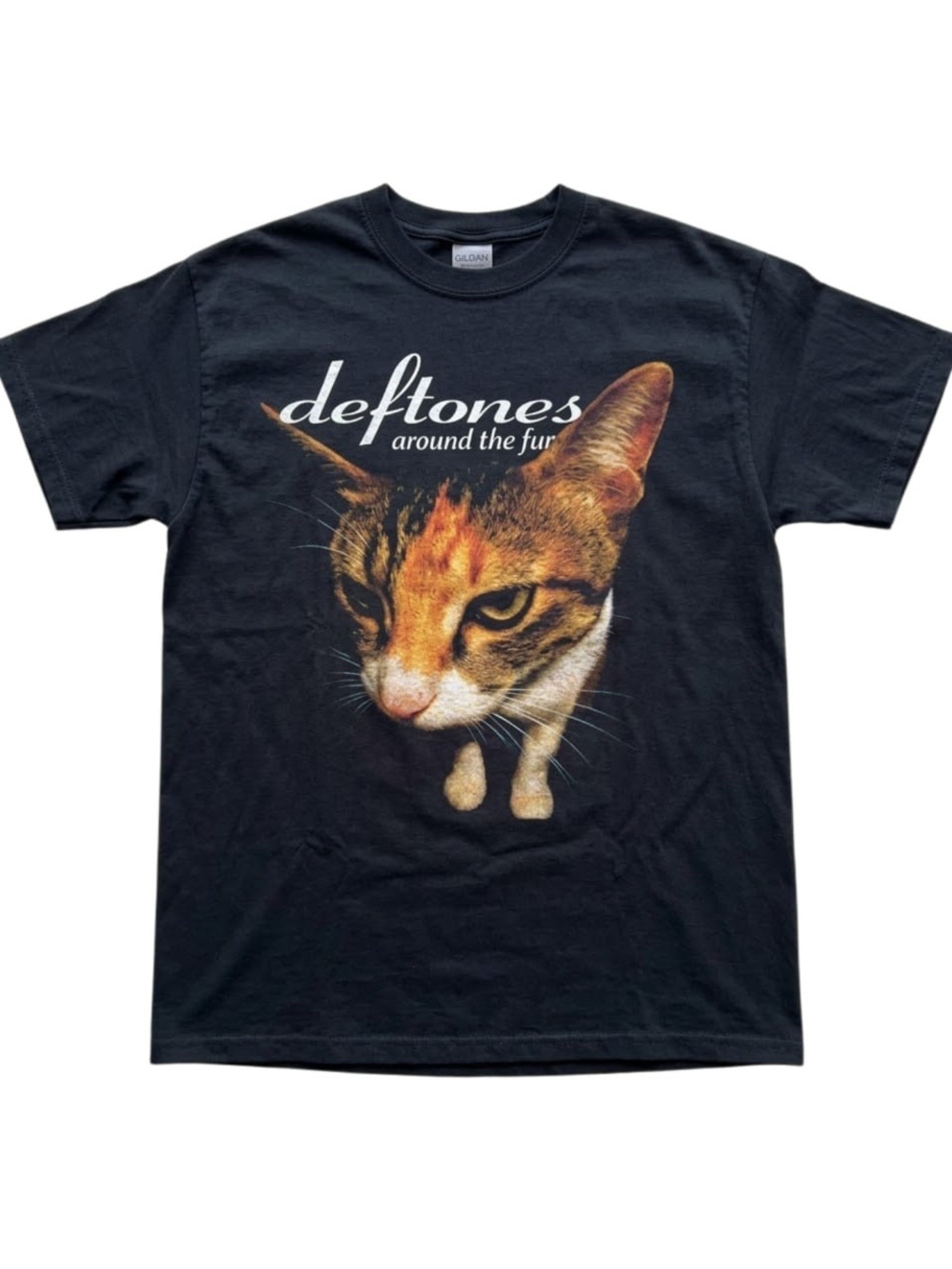 Gildan Black "Deftones Around the Fur" Cat Graphic Tee